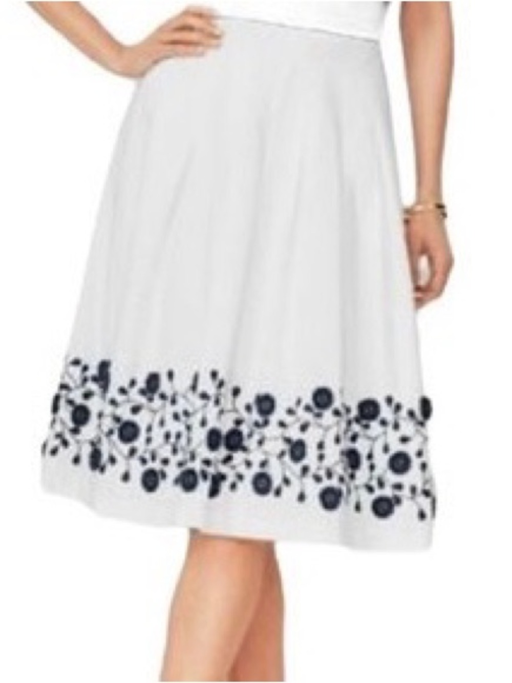 Talbots White Skirt with Black Floral Hem